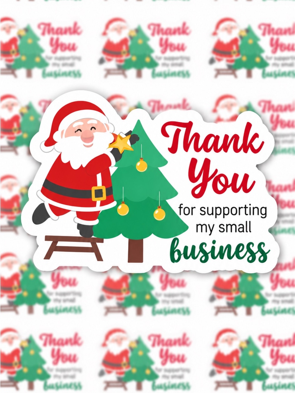 90 Christmas Thank You Small Business Stickers Santa Tree 10 Sheets